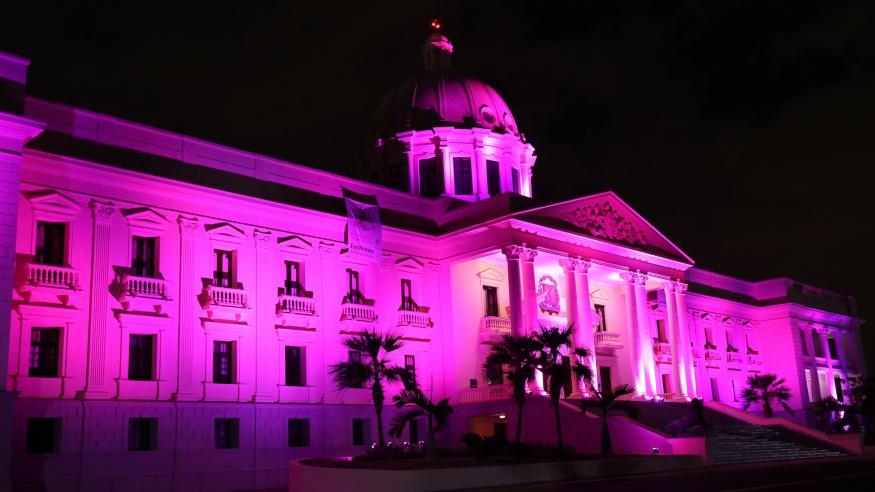 REPÚBLICA DOMINICANA: Color rosado cubre fachada del Palacio Nacional; un llamado a prevenir el cáncer