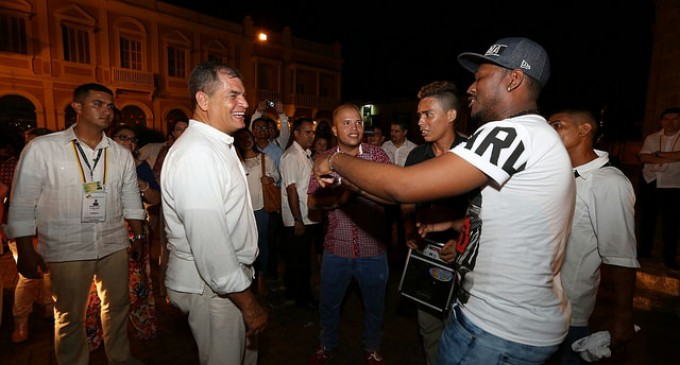 Con rap urbano jóvenes dieron la bienvenida al Presidente Correa a Cartagena (VIDEO)