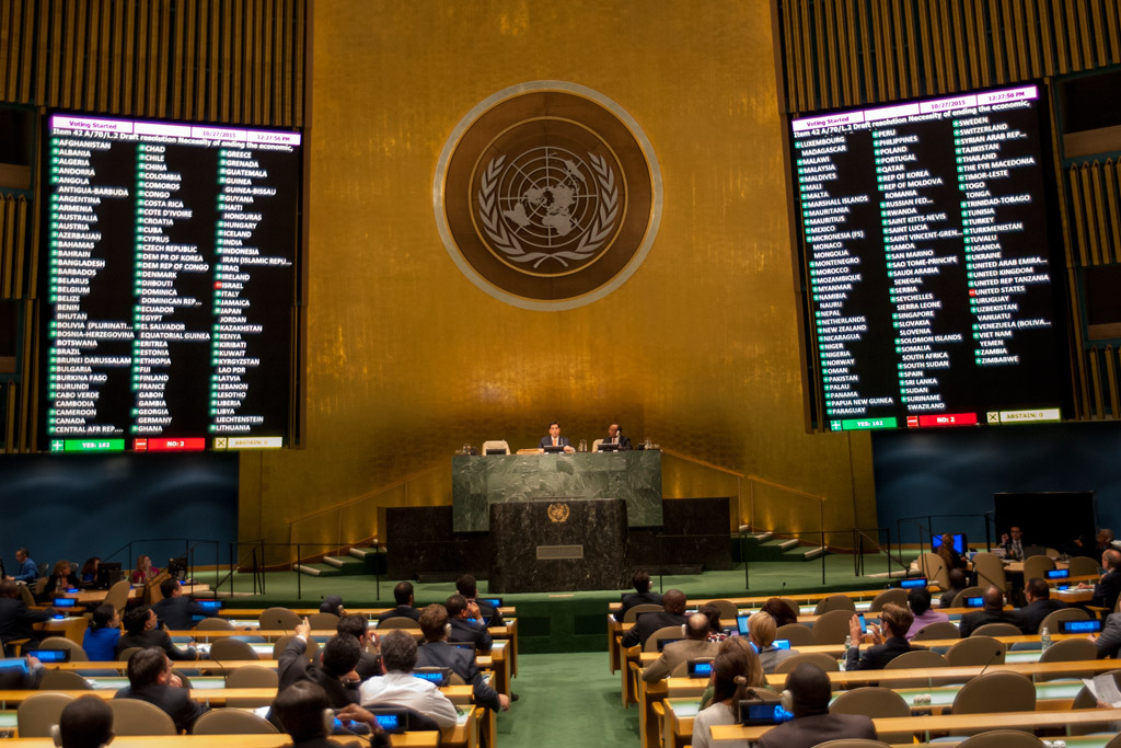 La Asamblea General vota resolución contra el bloqueo a Cuba por 25º año consecutivo
